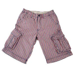 GAP Kids Boys Red & White Check Shorts w Concealed Adjustable Waist 12